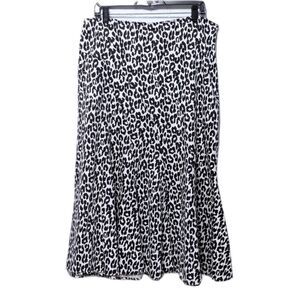 ALEXIS AVERY Leopard Trumpet Flare Midi Skirt 14